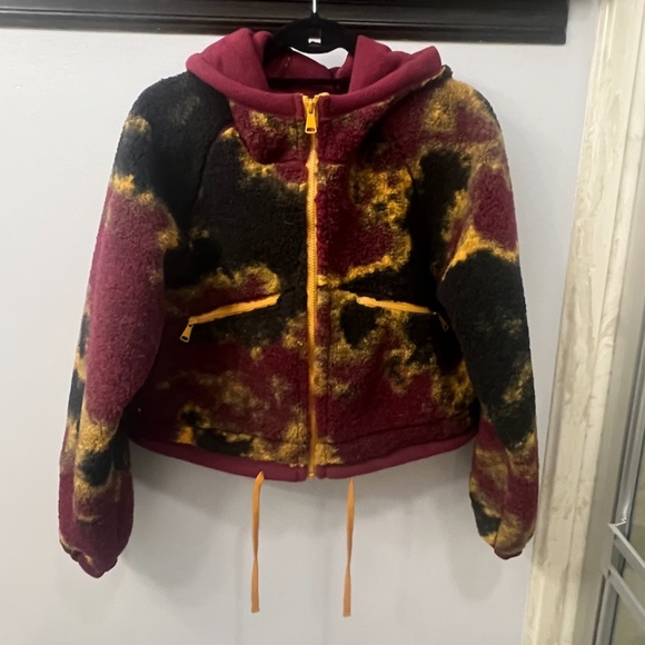 NORDSTROM BP. WOMEN’S CROPPED HOODIE JACKET, SIZE SMALL, MULTICOLOR/BURGUNDY - Picture 3 of 11